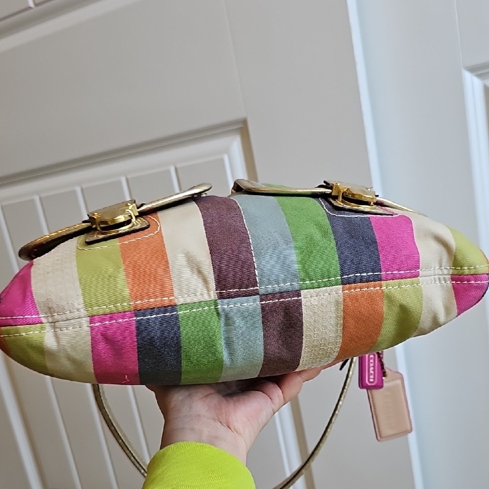 ​Coach 2011 Poppy Sequin Stripe Rocker Satchel - Style 19025 - Multi-Color EUC - Picture 13 of 16